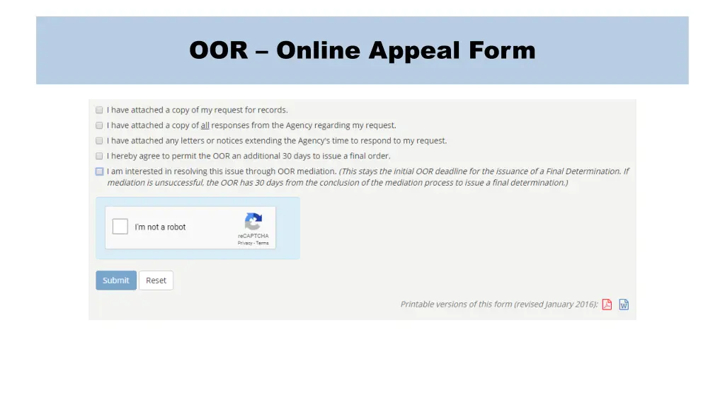 oor online appeal form 2