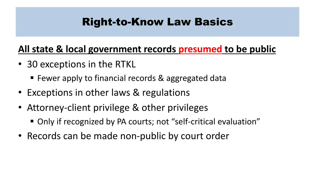 right to know law basics
