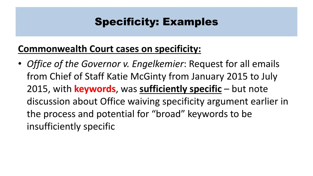 specificity examples 2