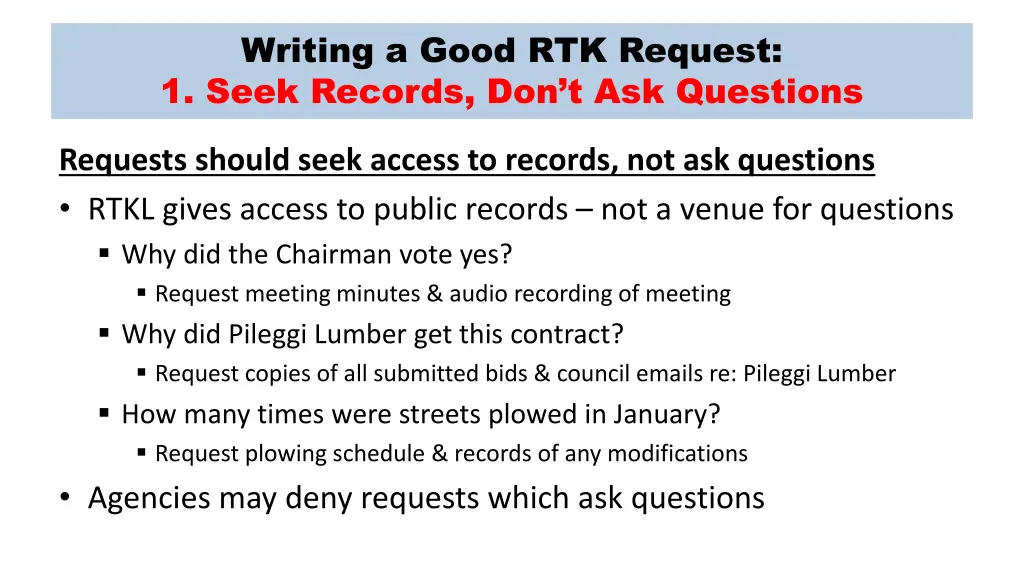 writing a good rtk request 1 seek records