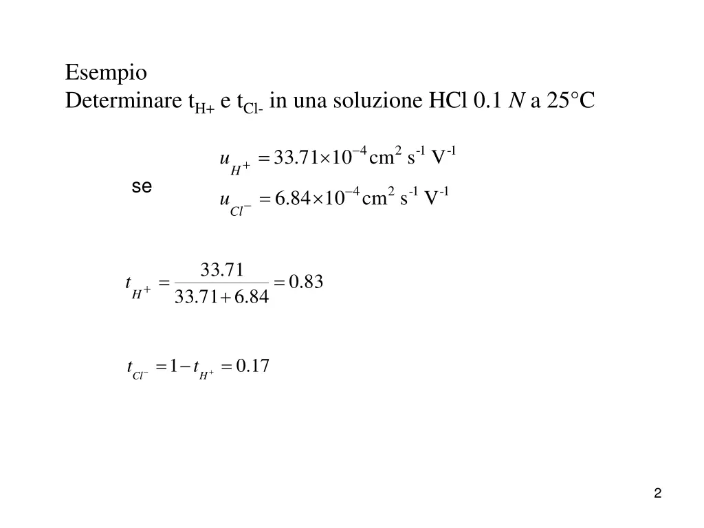 esempio determinare t h e t cl in una soluzione