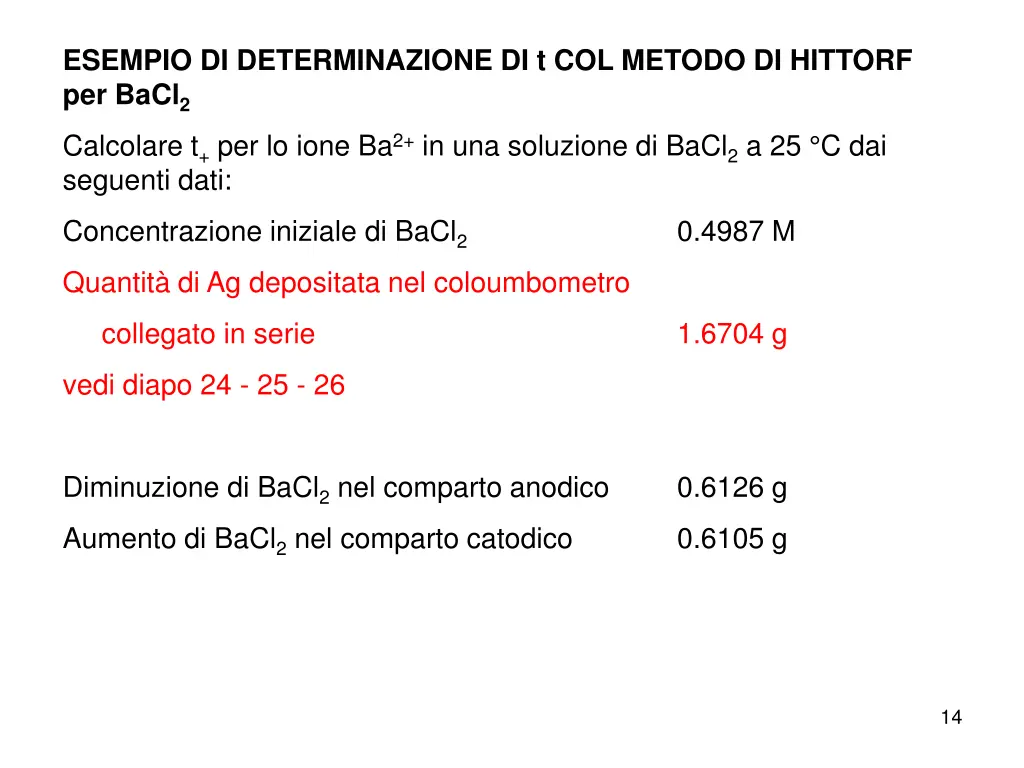 esempio di determinazione di t col metodo