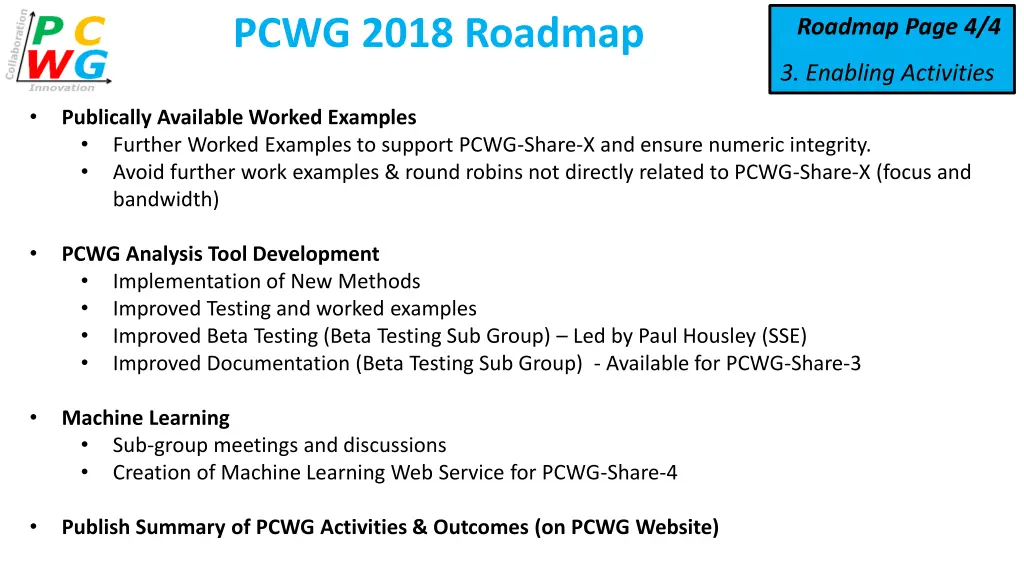 pcwg 2018 roadmap 2