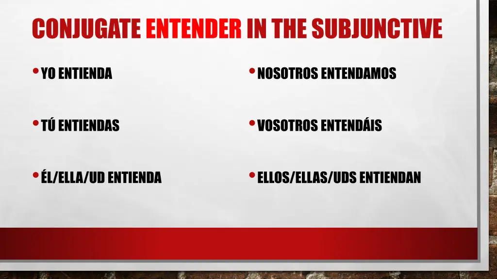 conjugate entenderin the subjunctive