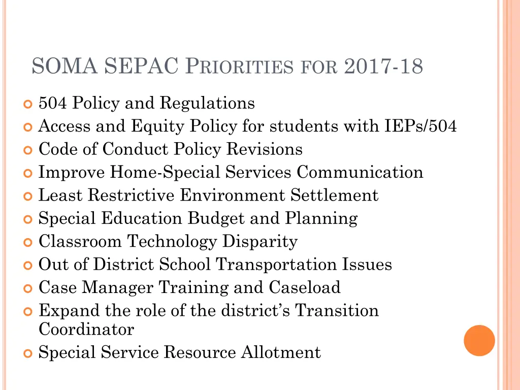 soma sepac p riorities for 2017 18