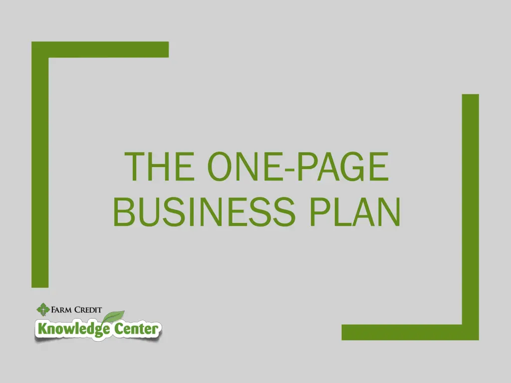 the one page business plan