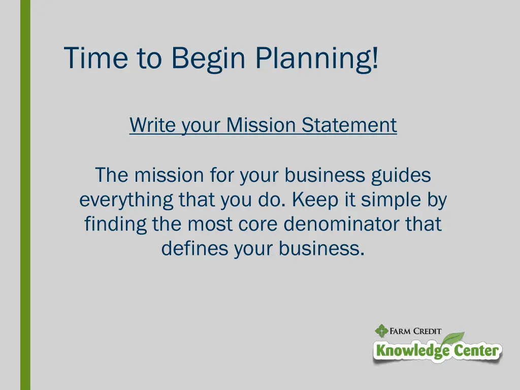 time to begin planning
