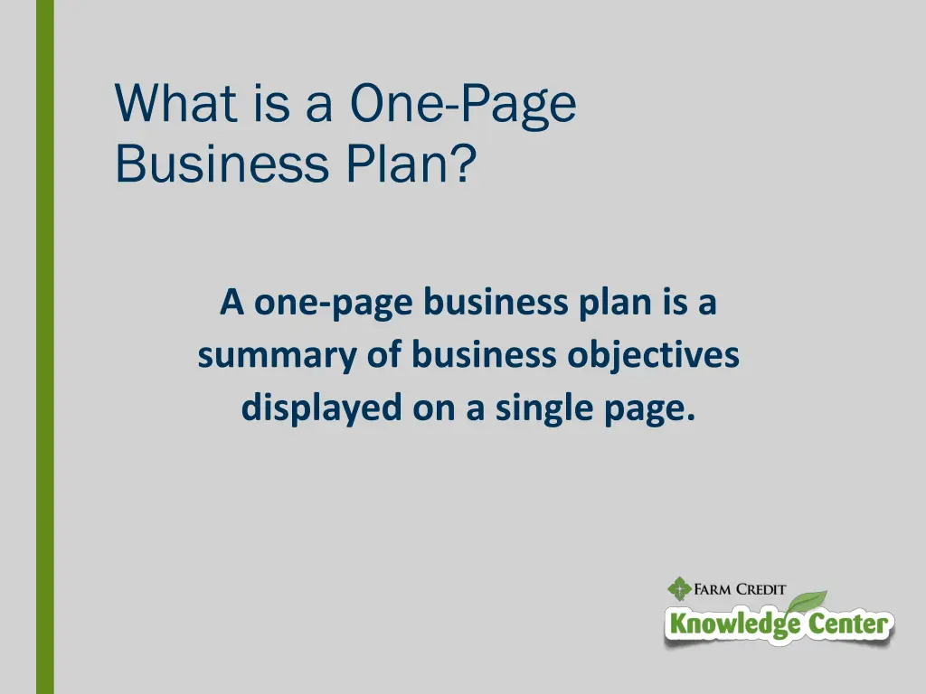 what is a one page business plan