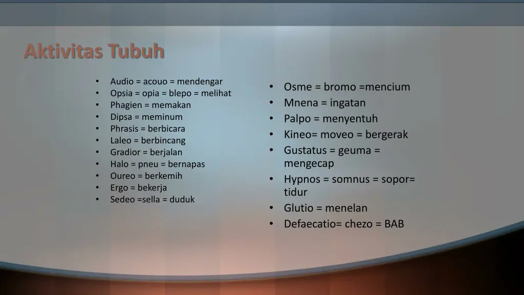 aktivitas tubuh