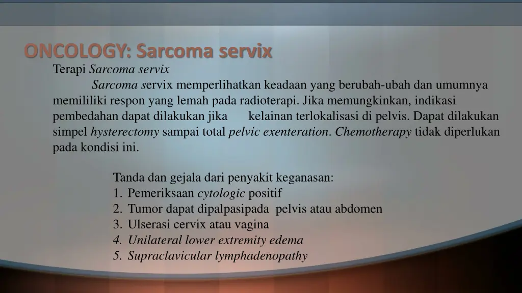 oncology sarcoma servix terapi sarcoma servix