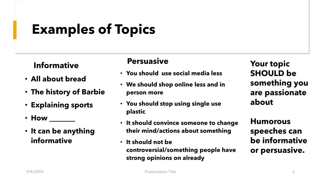 examples of topics