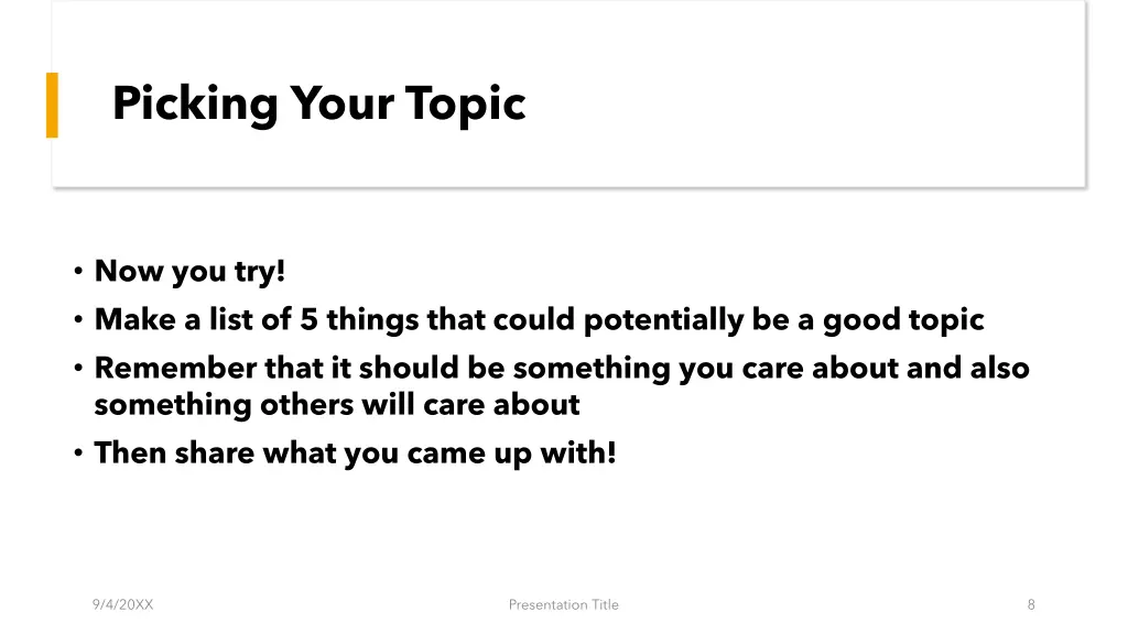 picking your topic 1