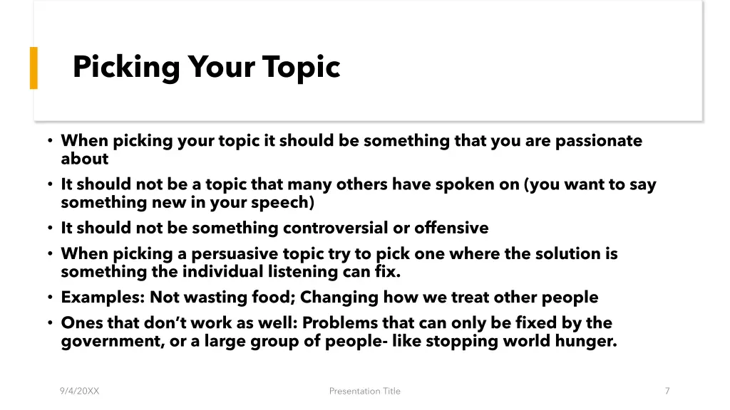 picking your topic