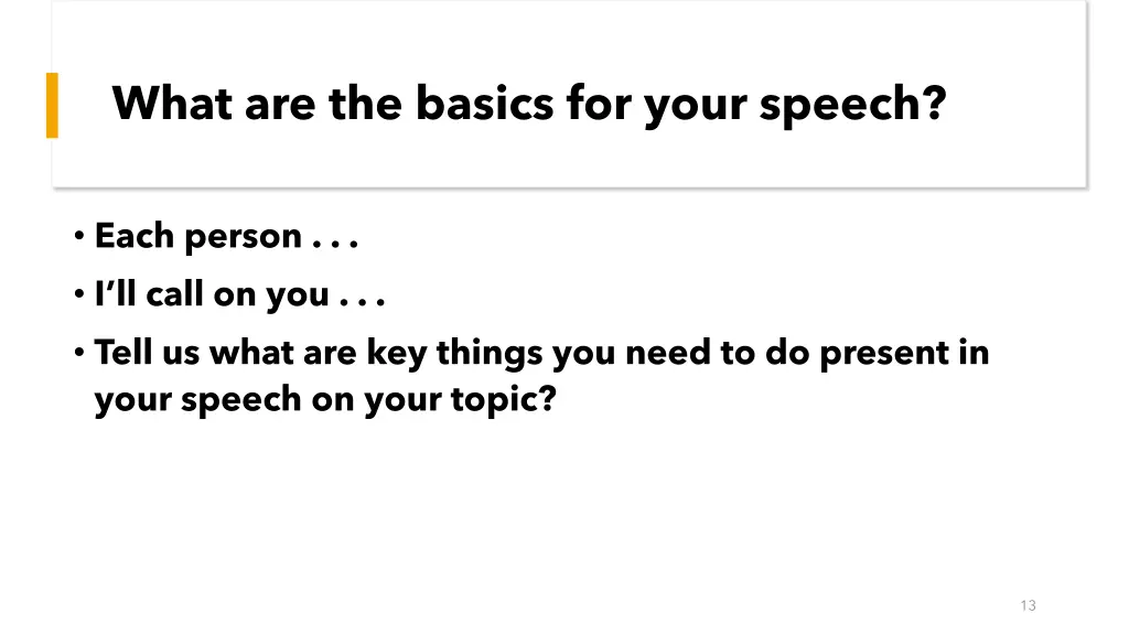 what are the basics for your speech