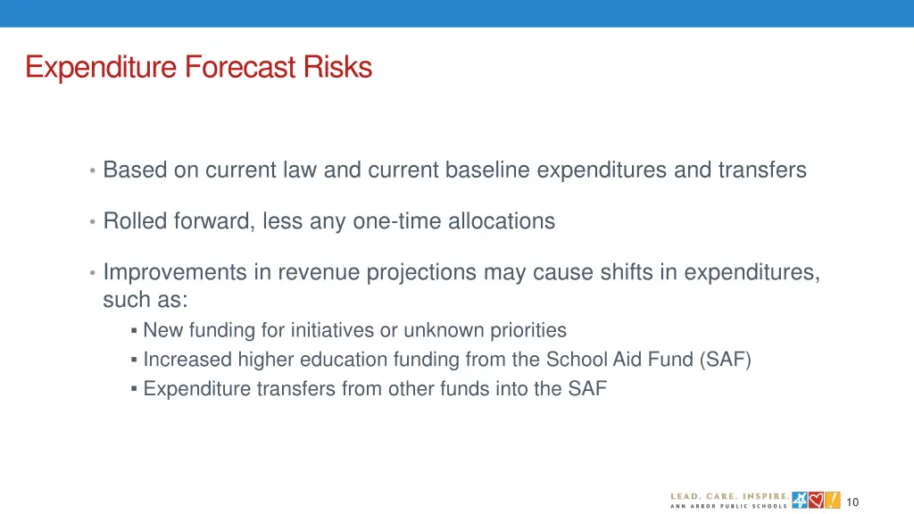 expenditure forecast risks