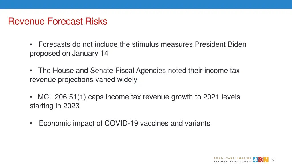 revenue forecast risks