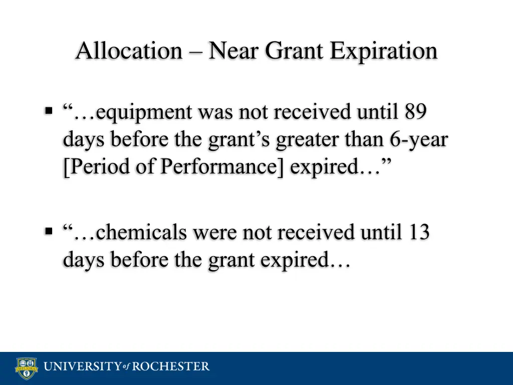 allocation near grant expiration