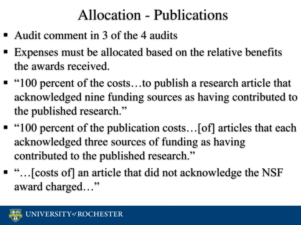 allocation publications audit comment