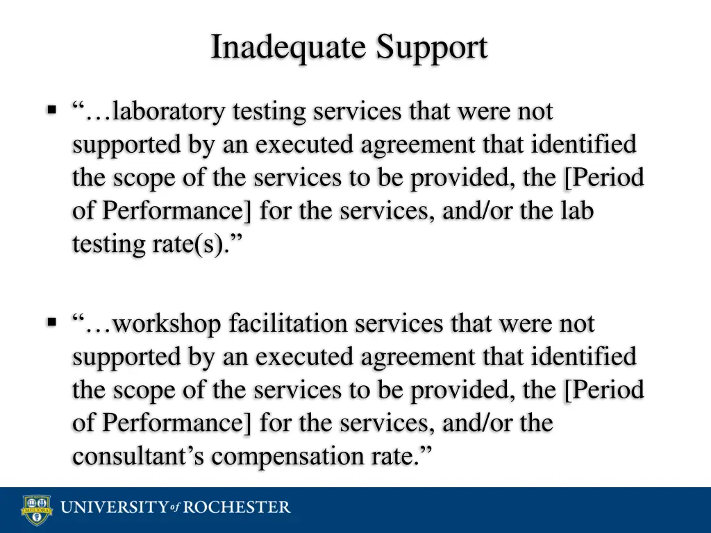 inadequate support