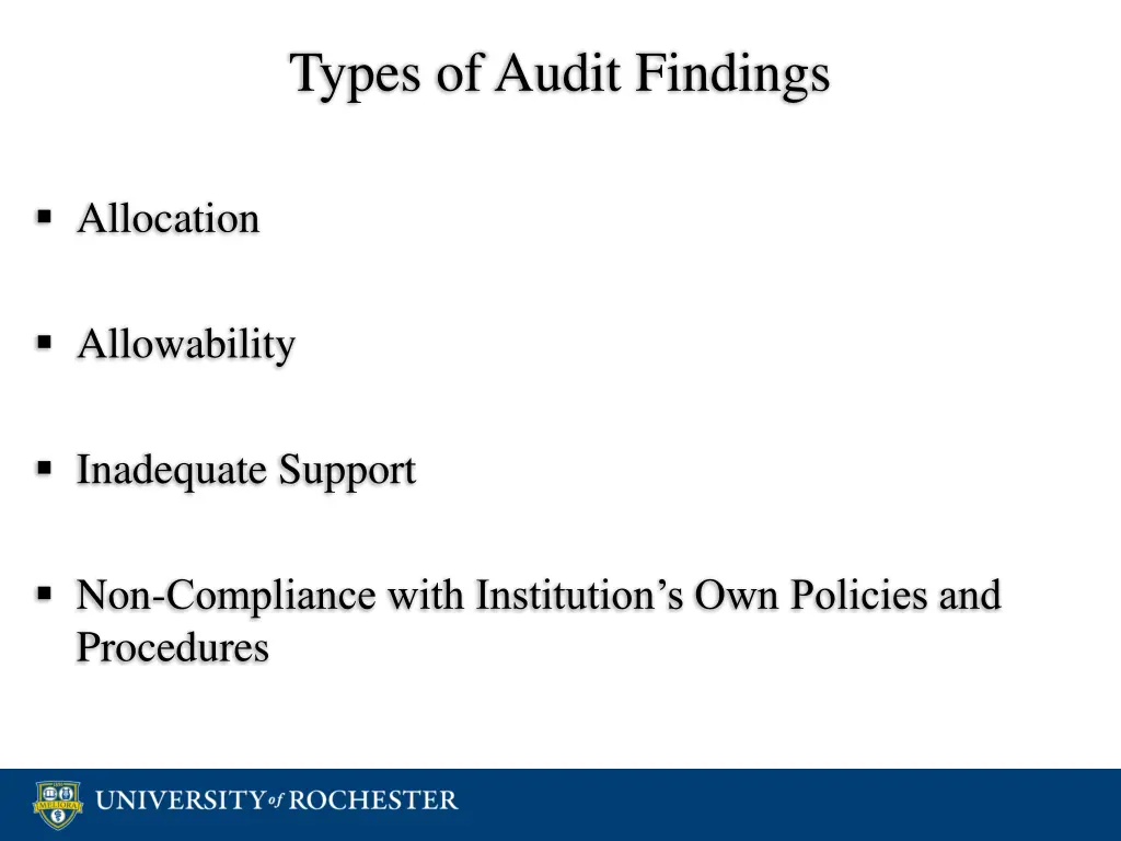 types of audit findings