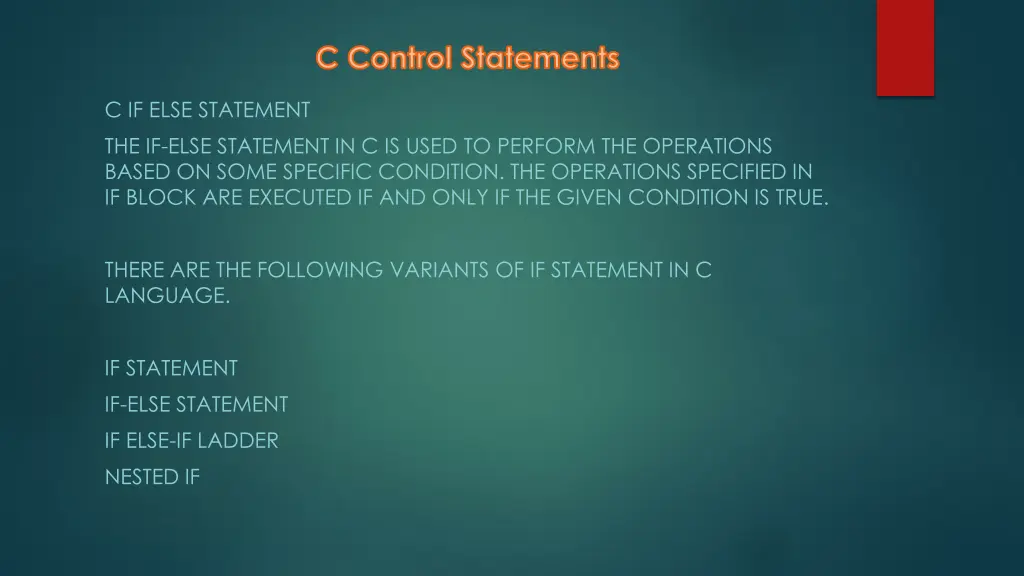 c control statements