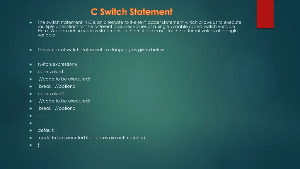 c switch statement
