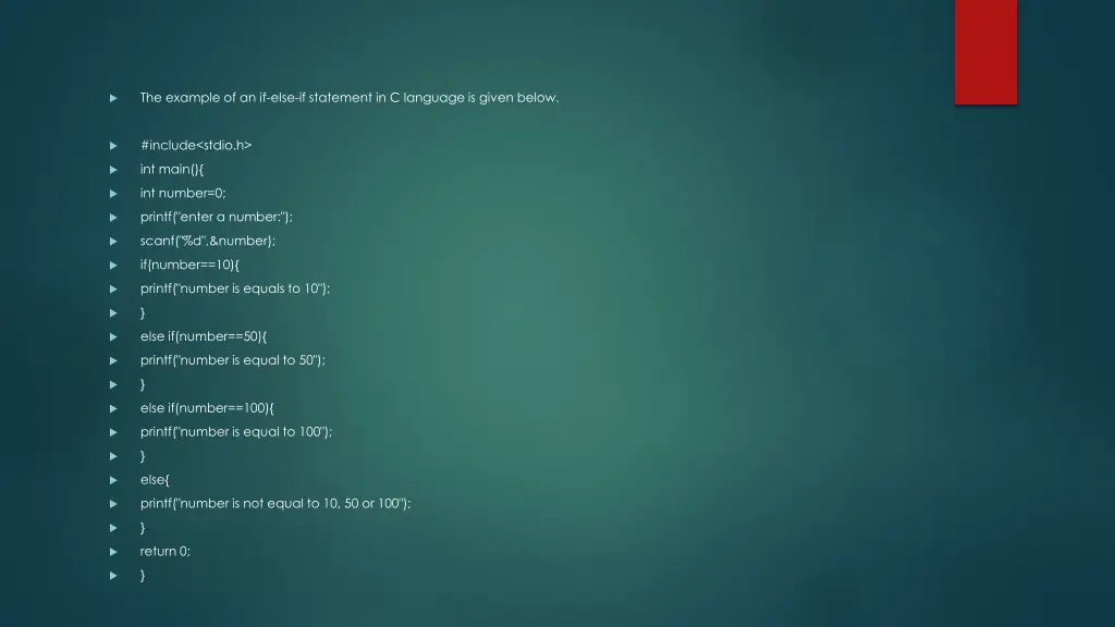 the example of an if else if statement