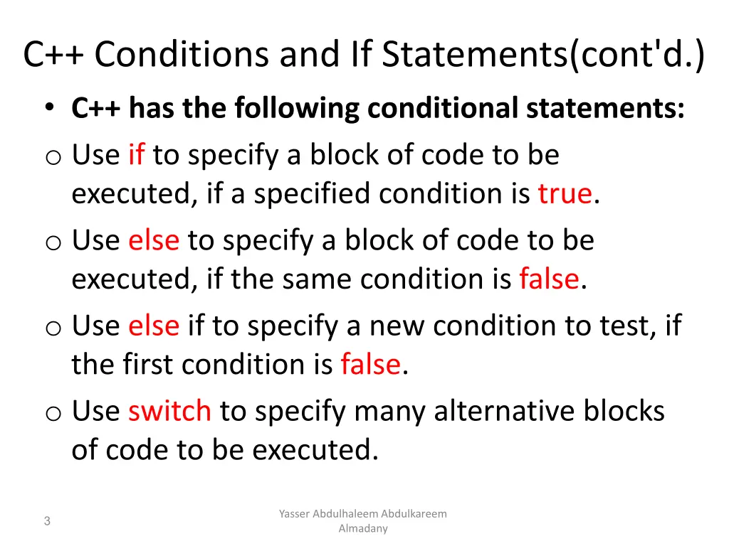 c conditions and if statements cont