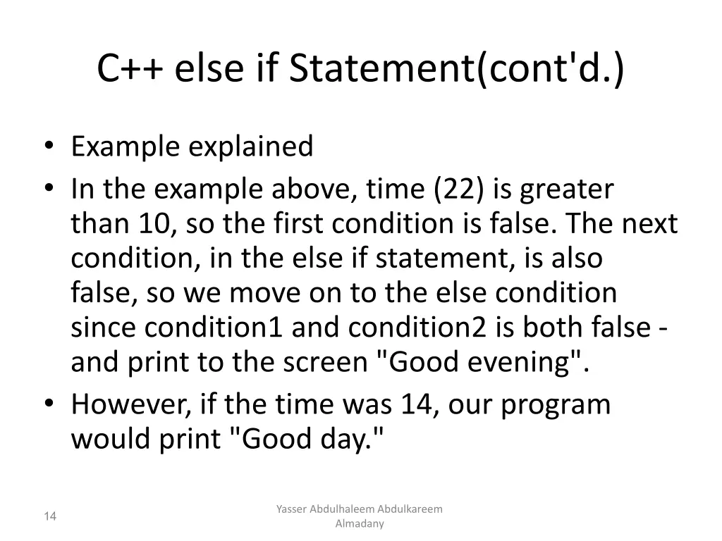 c else if statement cont d