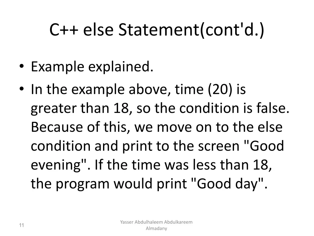 c else statement cont d