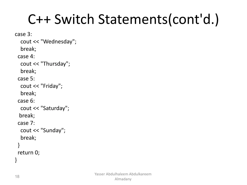c switch statements cont d