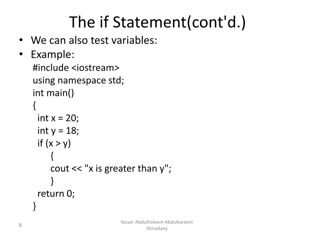 the if statement cont d we can also test