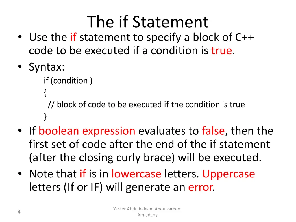 the if statement