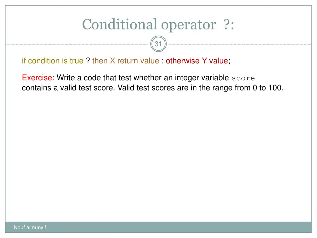 conditional operator