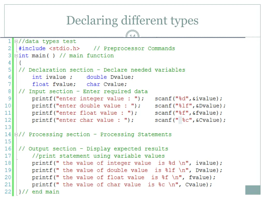 declaring different types
