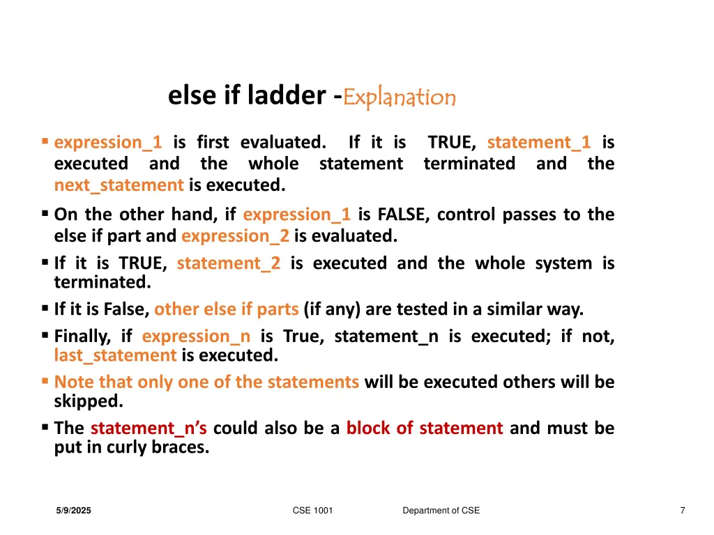 else if ladder explanation