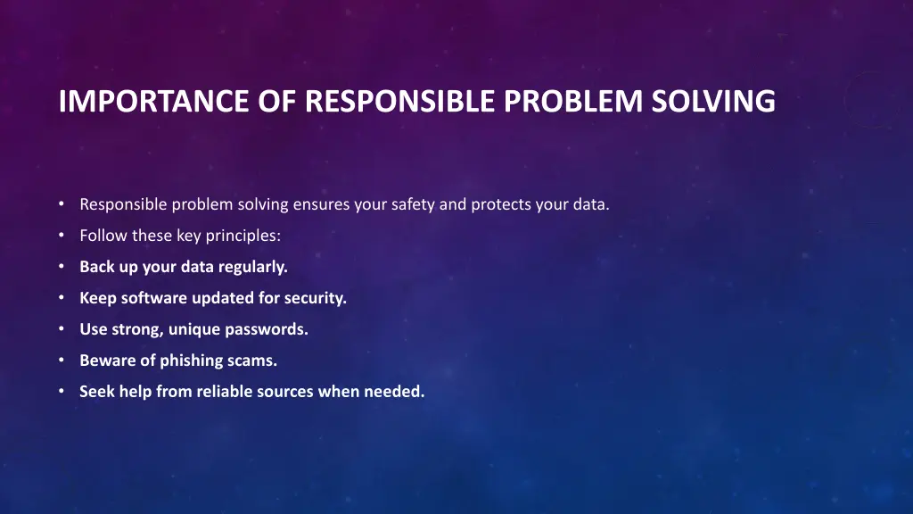 importance of responsible problem solving