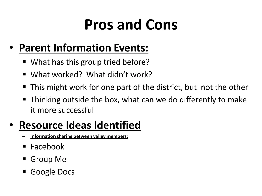 pros and cons 1
