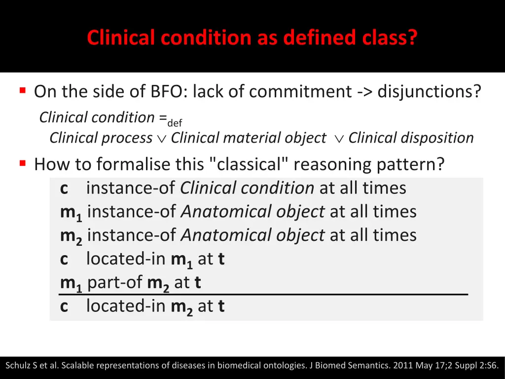 clinical condition as defined class