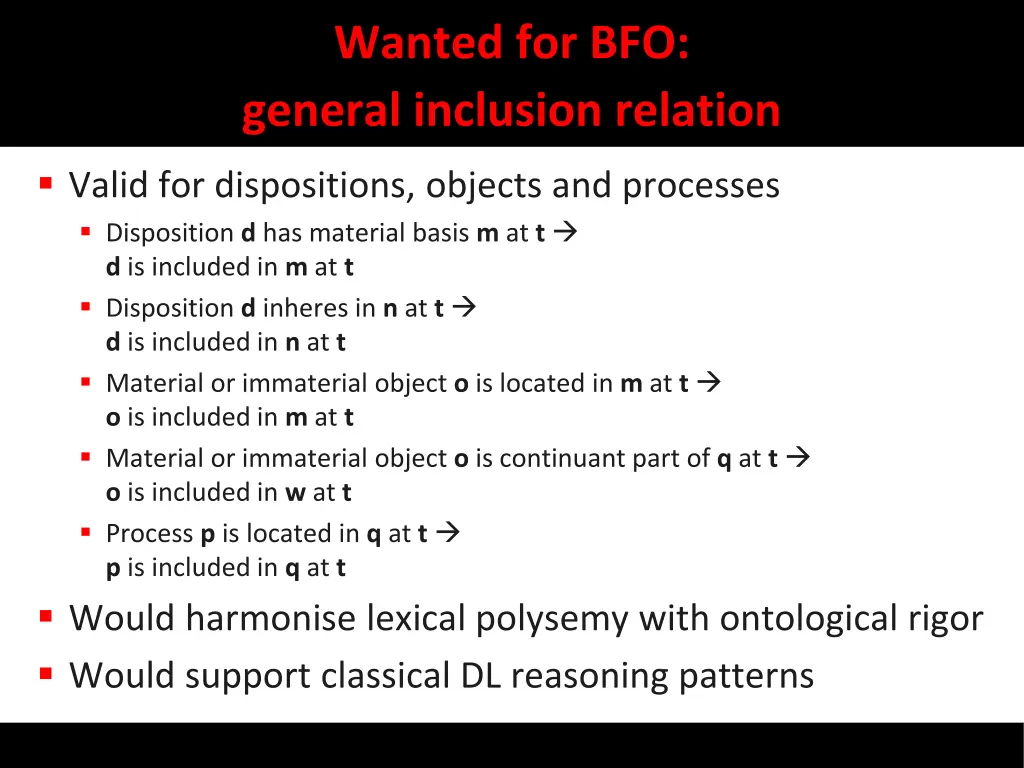 wanted for bfo general inclusion relation