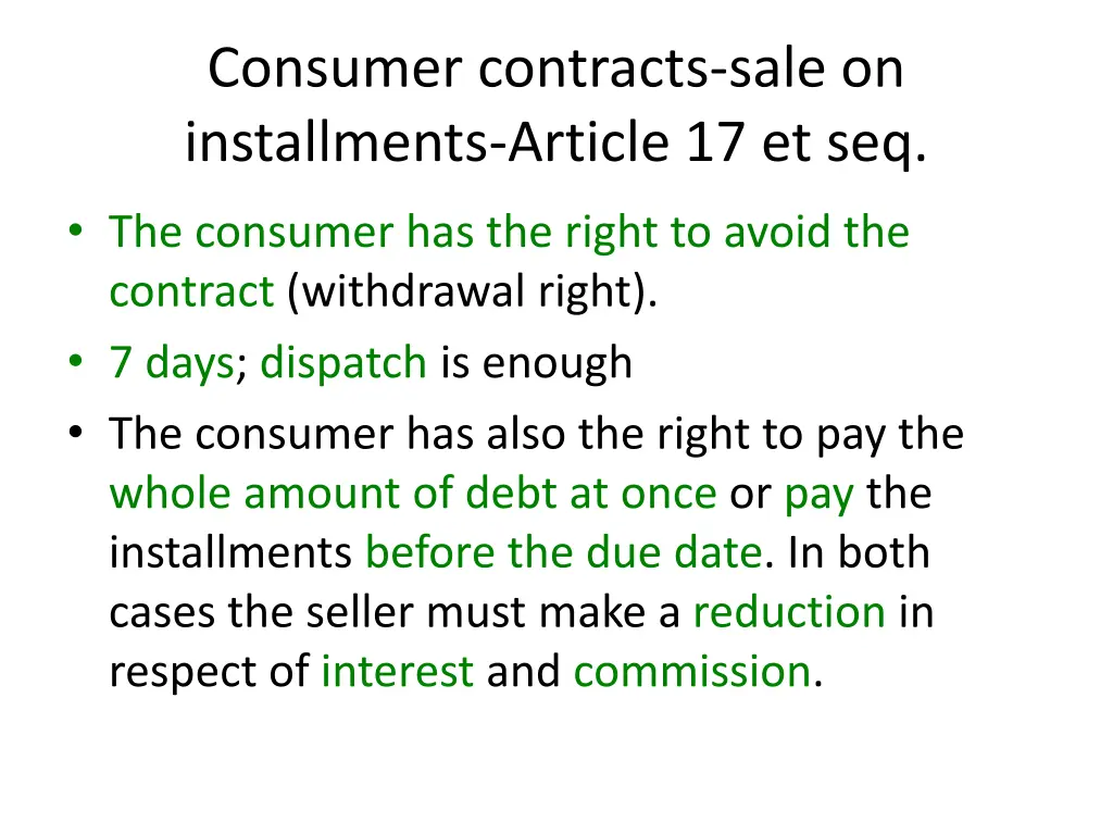 consumer contracts sale on installments article 1