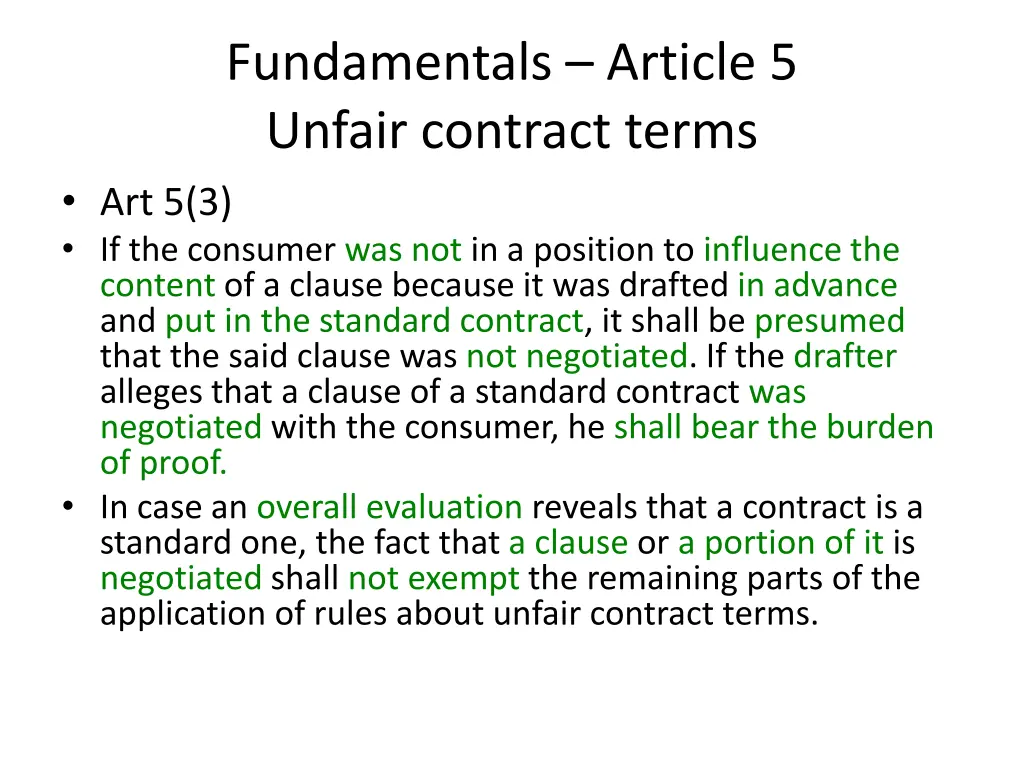 fundamentals article 5 unfair contract terms 2