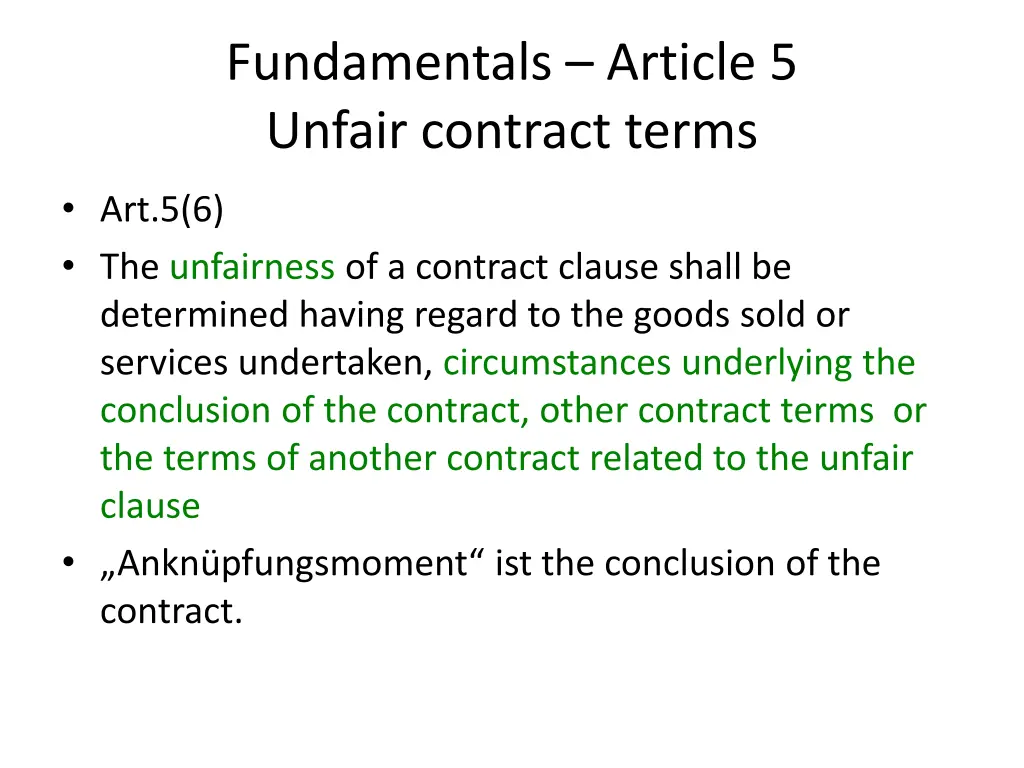 fundamentals article 5 unfair contract terms 5