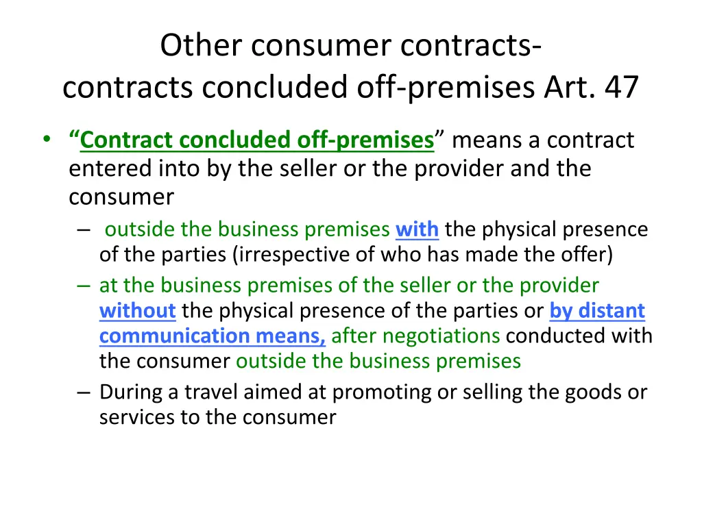 other consumer contracts contracts concluded