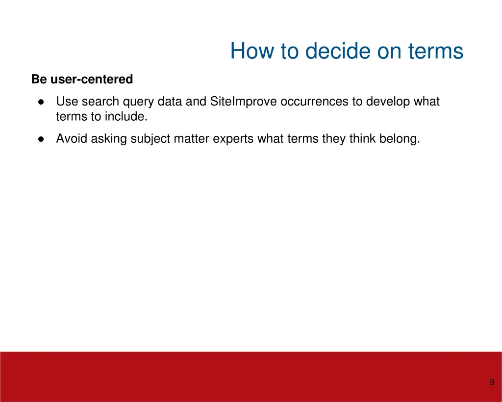 how to decide on terms