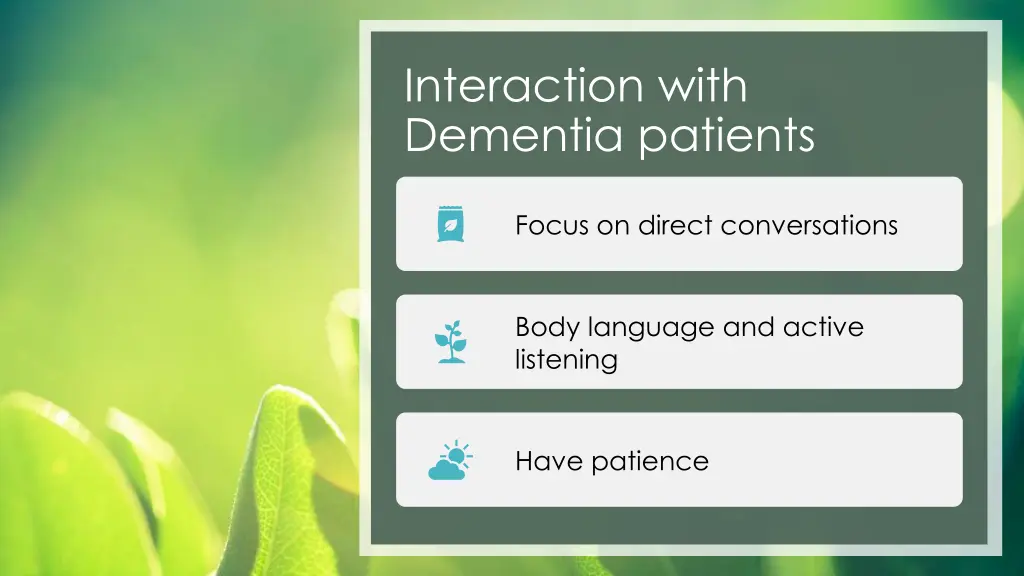 interaction with dementia patients
