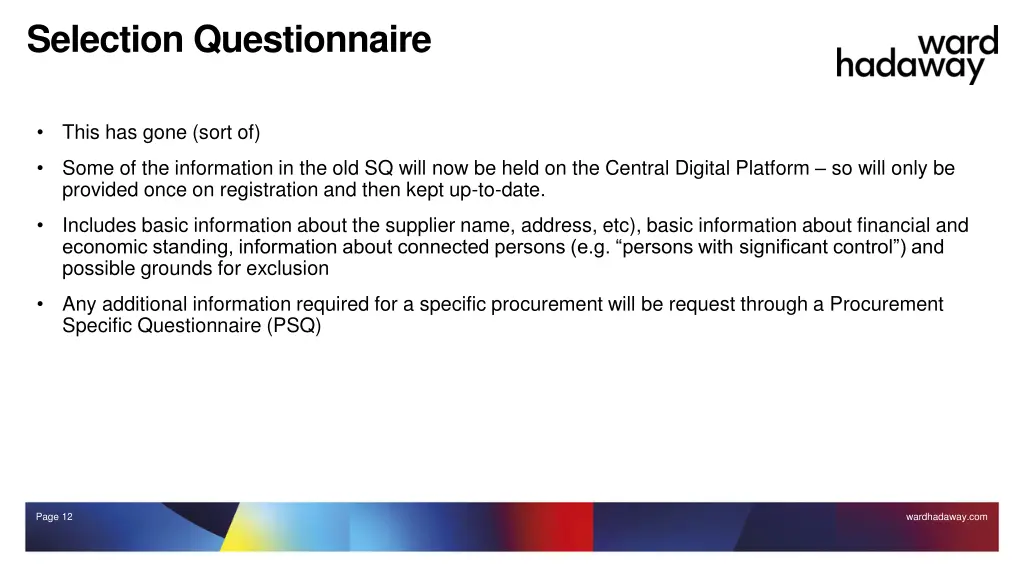 selection questionnaire