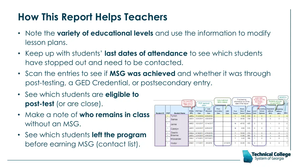 how this report helps teachers