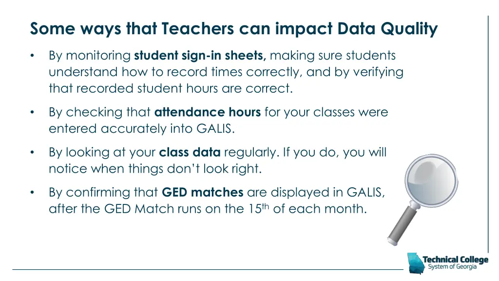 some ways that teachers can impact data quality