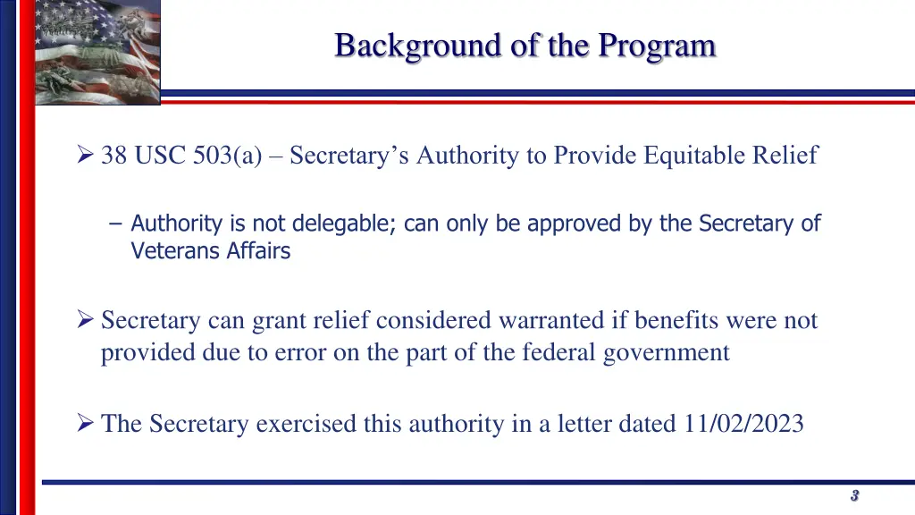background of the program